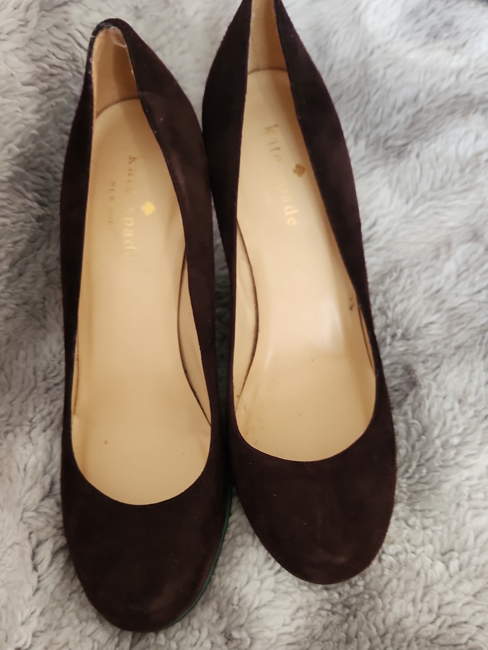 kate spade Dark Brown Suede Round-Toe Pumps